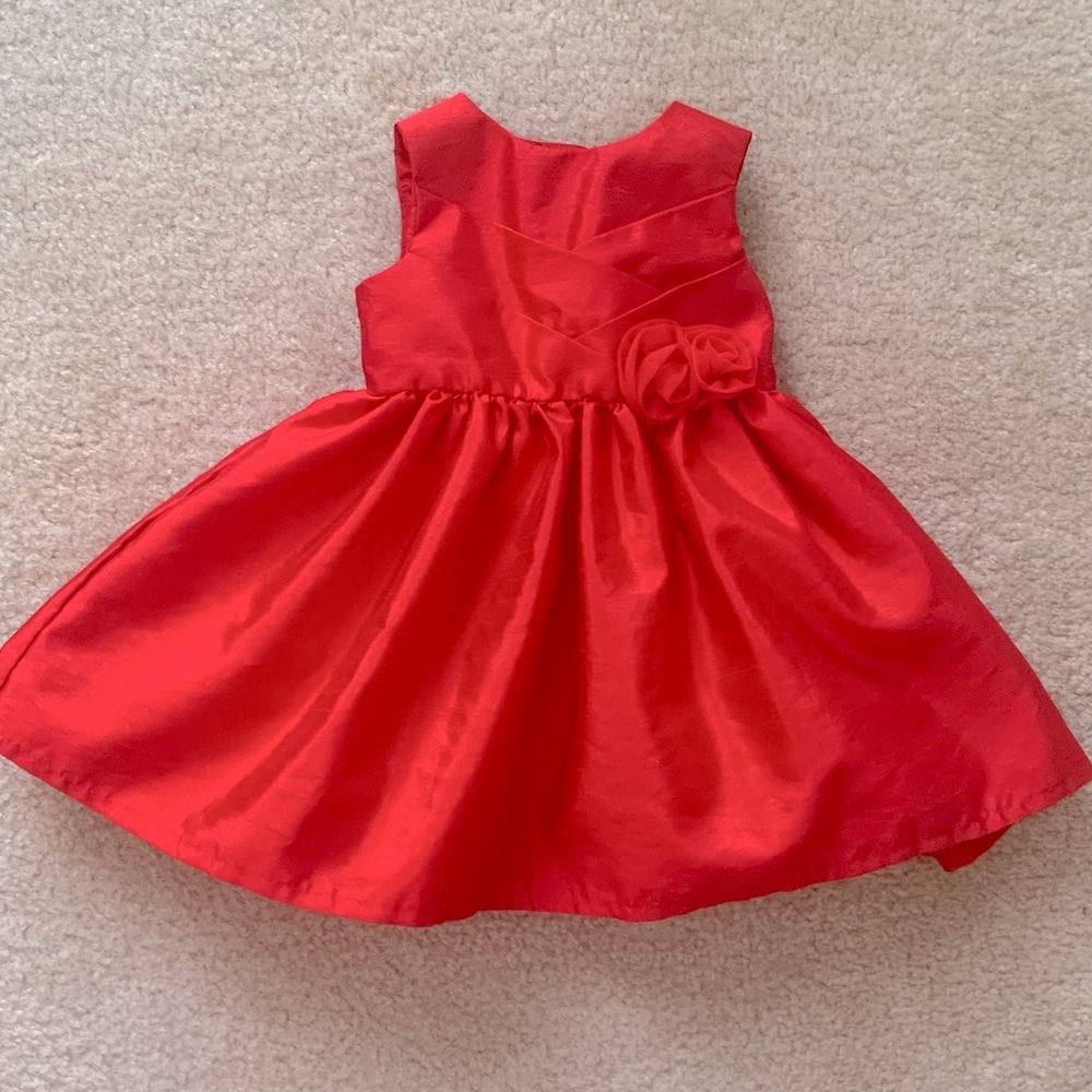 Carter’s Red Taffeta And Crinoline Formal Flower Girl Dress Size 9 mos